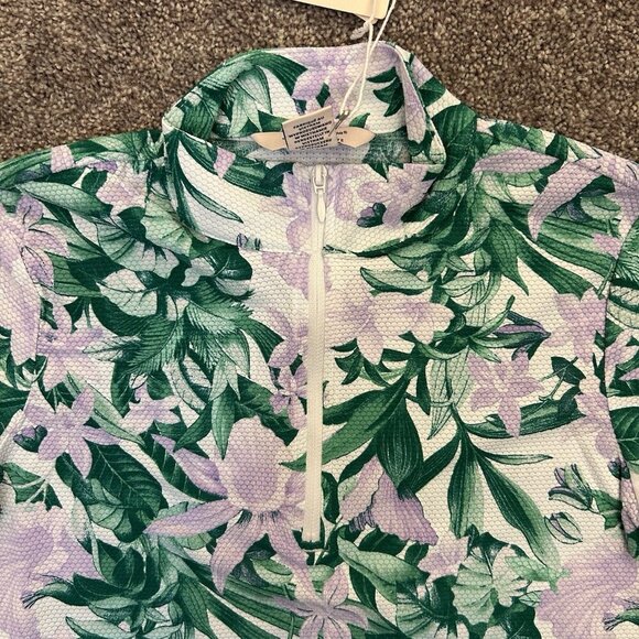 Tommy Bahama Women's Long Sleeve Top Jacket Size XS Floral 1/4 Zip Mock Neck NWT - Picture 3 of 11